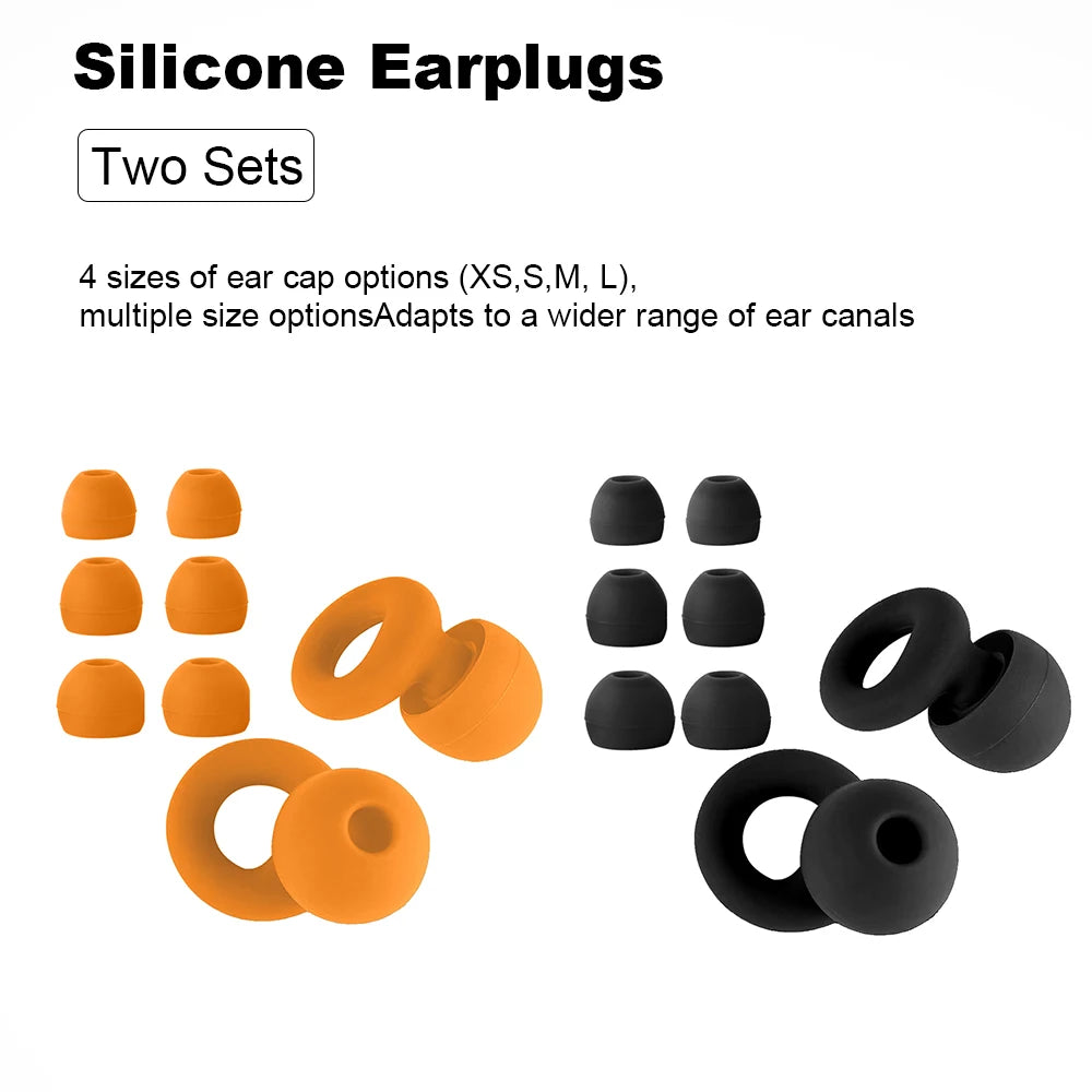 Quiet Ear Plugs for Noise Reduction — Soft Reusable Hearing Protection for Sleep, Swim & Work, 8 Tips in XS/S/M/L