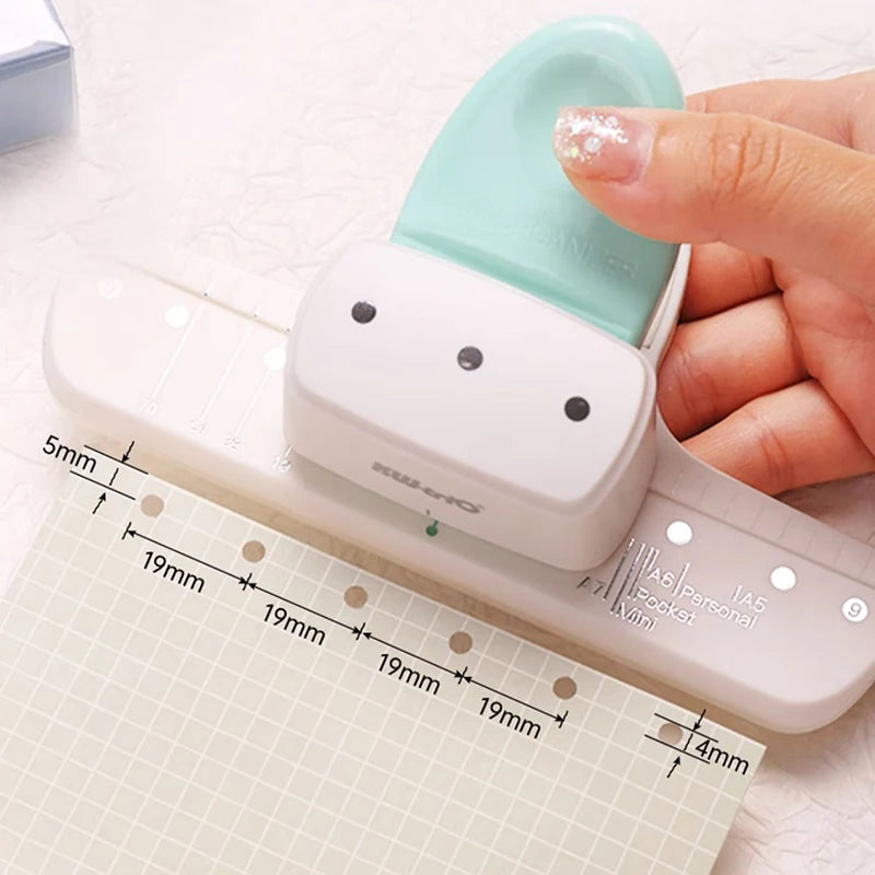 3 Hole Paper Punch for Loose Leaf Binder Planners, Adjustable A5 A6 A7 Hole Puncher, 8 Sheet Capacity