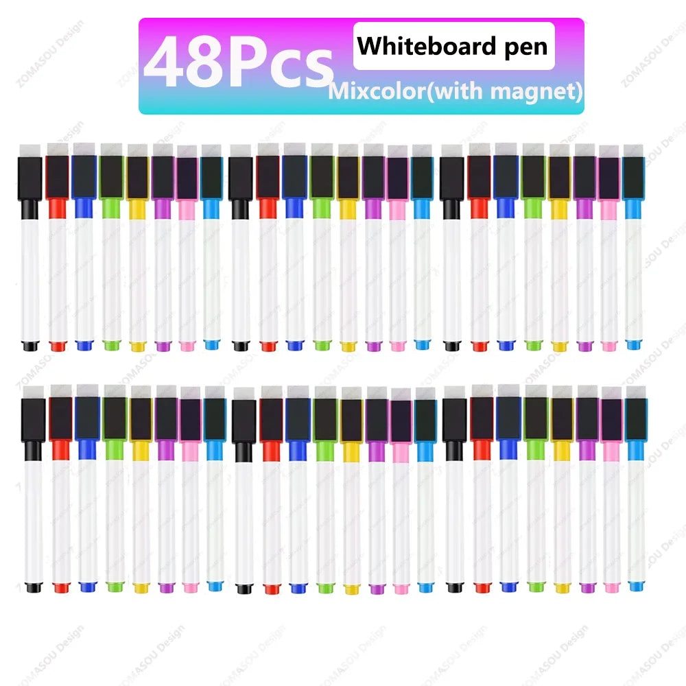 Magnetic Dry Erase Markers with Eraser Cap, Fine Tip Whiteboard Markers for Home, Office, School and Classroom, 1 to 48 Pack